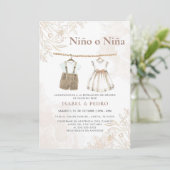 ワイルドフラワーの赤んスペインの坊の服の性別が表示 招待状 (スタンド正面)