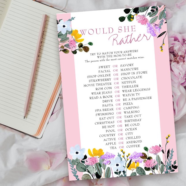 ワイルドフラワーの赤ん坊のシャワーの試合を (Would she rather guessing game card from my Wildflower Lawn Collection.
)