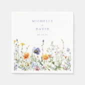 ワイルドフラワーの野原での結婚式 スタンダードカクテルナプキン (正面)