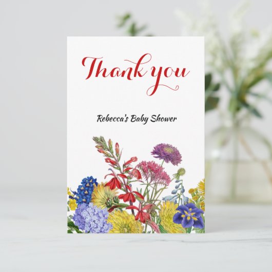 ワイルドフラワーの開花お洒落フローラベビーシャワー サンキューカード (スタンド正面)
