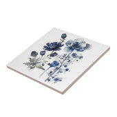 ワイルドフラワーの青と白のスタイルアート タイル (側面)