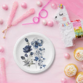 ワイルドフラワーの青と白のスタイルアート ペーパープレート (パーティー)