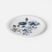 ワイルドフラワーの青と白のスタイルアート ペーパープレート (アングル)