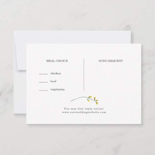 ワイルドフラワーの食事の選択の歌のリクエストRSVPカード 出欠カード (裏面)