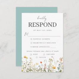 ワイルドフラワーの食事の選択RSVPカード 出欠カード