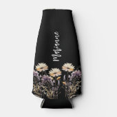 ワイルドフラワーの黒カスタムネームスクリプト ボトルクーラー (正面)