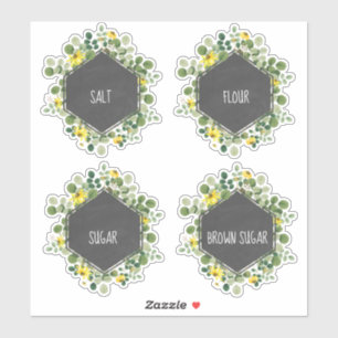 ワイルドフラワーの黒板キッチンキャニスターラベル シール