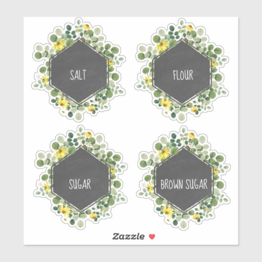 ワイルドフラワーの黒板キッチンキャニスターラベル シール (シート)