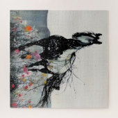 ワイルドフラワーの黒馬 ジグソーパズル (横)