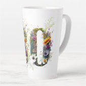 ワイルドフラワーの30歳の誕生日スプレー文字 カフェラテマグ (右アングル)