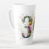 ワイルドフラワーの30歳の誕生日スプレー文字 カフェラテマグ (左アングル)