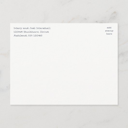 ワイルドフラワーの〔雄ジカの〕枝角と矢印の日付を保存 案内ポストカード (裏面)