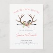 ワイルドフラワーの〔雄ジカの〕枝角と矢印の日付を保存 案内ポストカード (正面)