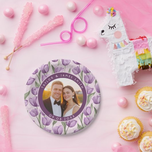 ワイルドフラワーはっきりしたチューリッププレートありがとうございました ペーパープレート (パーティー)