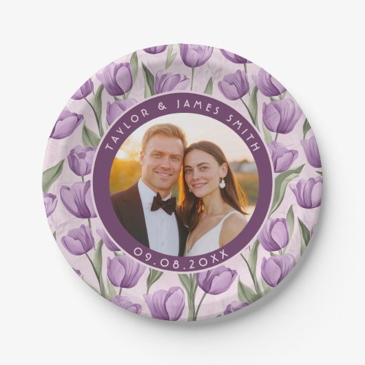 ワイルドフラワーはっきりしたチューリッププレートありがとうございました ペーパープレート (正面)