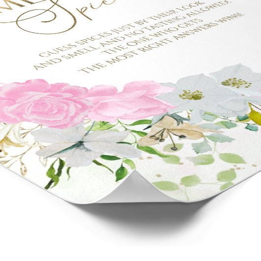 ワイルドフラワーはスパイスブライダルシャワーのゲームサインを推測 ポスター (角)