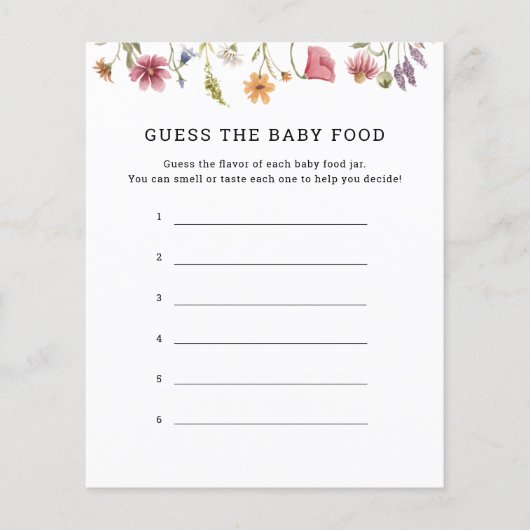 ワイルドフラワーはベビーのフードゲームカードを推測 (正面)