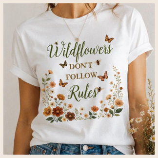 ワイルドフラワーはルールを守らない ボホ ネイチャー グラフィック Tシャツ
