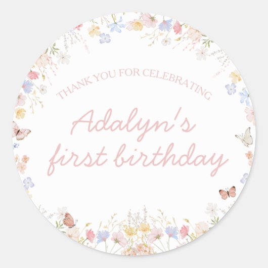ワイルドフラワーは彼女のオンエドル誕生日のシール ラウンドシール (正面)