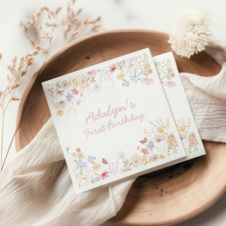 ワイルドフラワーは彼女のonederful誕生日ナプキン