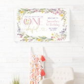 ワイルドフラワーは彼女は一歳の誕生日の大きい 横断幕 (インサイチュ)