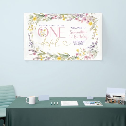 ワイルドフラワーは彼女は一歳の誕生日の大きい 横断幕 (トレードショー)