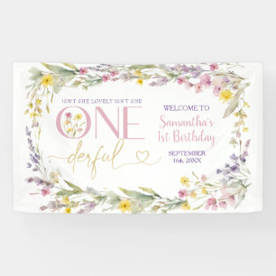 ワイルドフラワーは彼女は一歳の誕生日の大きい 横断幕