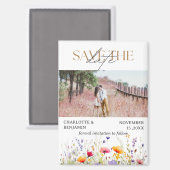 ワイルドフラワーは日付結婚を保存 マグネット (正面/裏面)