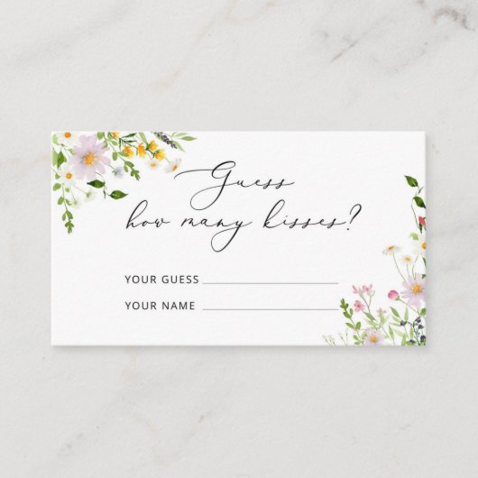 ワイルドフラワーは、どれだけのキスブライダルゲームを推測 エンクロージャーカード (正面)