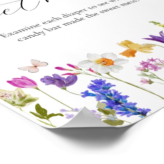 ワイルドフラワーは、甘い混乱の赤ちゃんシャワーのサインを推測 ポスター (角)