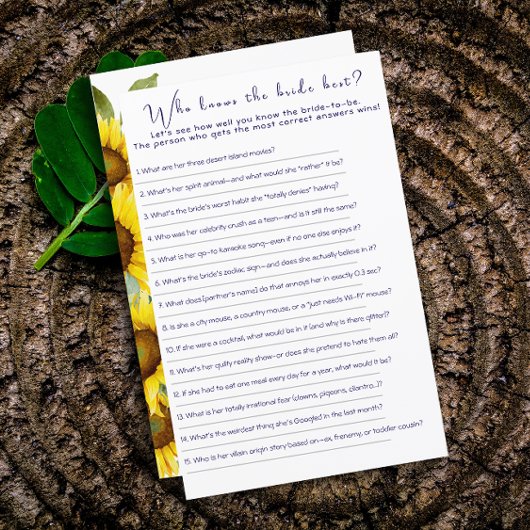 ワイルドフラワーひまわりブライダルシャワーパーティーゲーム