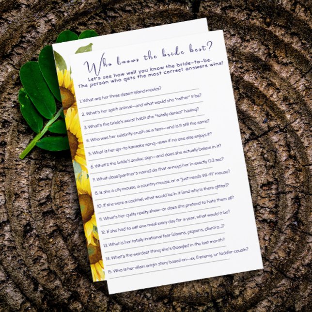 ワイルドフラワーひまわりブライダルシャワーパーティーゲーム (クリエイターアップロード済み)