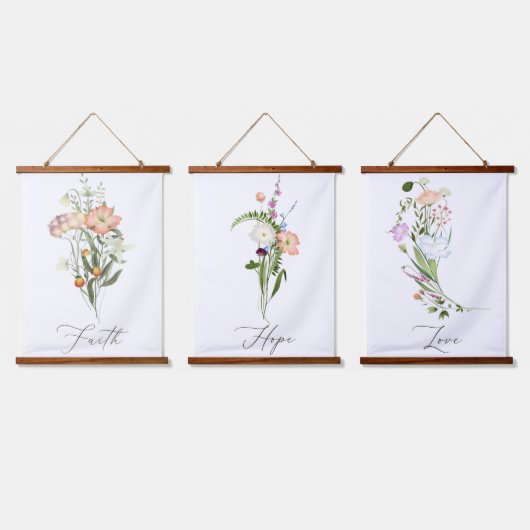 ワイルドフラワーぶら下がった信仰のタペストリー 吊り下げ型タペストリー (トリプル)