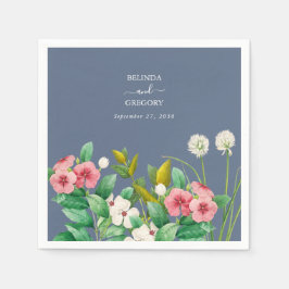 ワイルドフラワーほこりっぽいブルー結婚の花 スタンダードカクテルナプキン