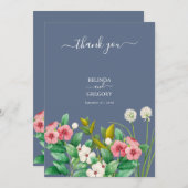 ワイルドフラワーほこりっぽいブルー結婚の花 セーブザデート (正面/裏面)