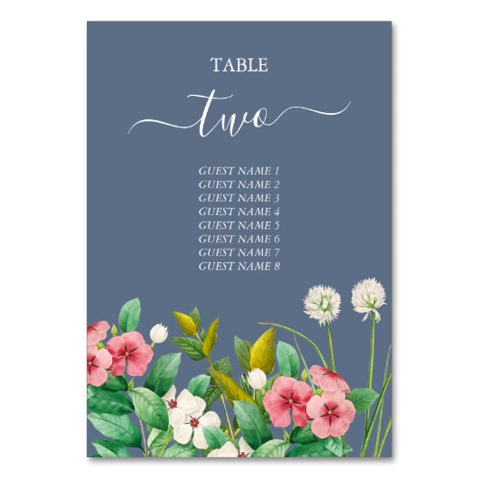 ワイルドフラワーほこりっぽいブルー結婚の花 テーブルナンバー (裏面)