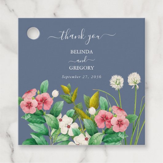 ワイルドフラワーほこりっぽいブルー結婚の花 フェイバータグ (正面)