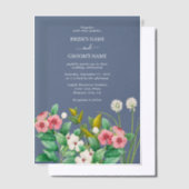 ワイルドフラワーほこりっぽいブルー結婚の花 ベラム紙招待状 (オフセット)