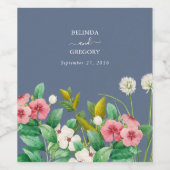 ワイルドフラワーほこりっぽいブルー結婚の花 ワインラベル (シングルラベル)
