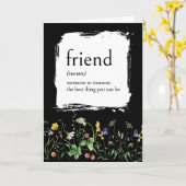 ワイルドフラワーを持つ友人の辞書定義 カード (黄色い花)