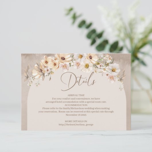 ワイルドフラワーアイボリーダブルアーチフレーム詳細カード エンクロージャーカード (スタンド正面)