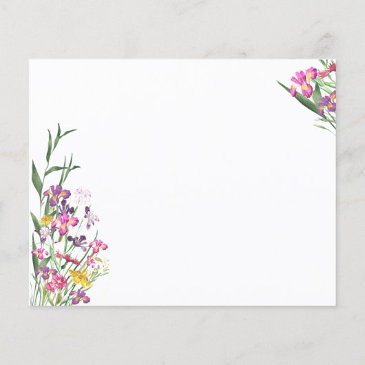 ワイルドフラワーアイリスブライダルシャワーレシピリクエストカード (裏面)