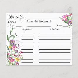 ワイルドフラワーアイリスブライダルシャワーレシピリクエストカード