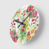 ワイルドフラワーアクリルウォールクロック円形(中) ラウンド壁時計 (傾斜)