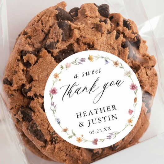 ワイルドフラワーアスウィートサンキュー結婚式の引き出物 ラウンドシール