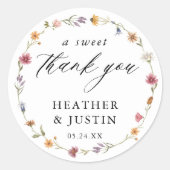 ワイルドフラワーアスウィートサンキュー結婚式の引き出物 ラウンドシール (正面)