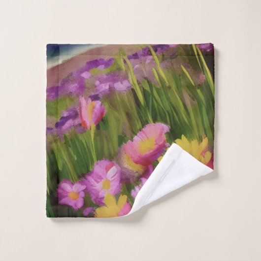 ワイルドフラワーアットデュスクウォーターカラーフローラアート バスタオルセット (ウォッシュタオル)