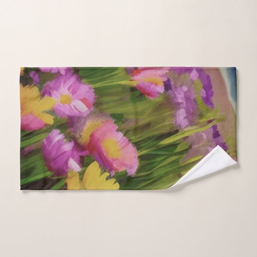 ワイルドフラワーアットデュスクウォーターカラーフローラアート バスタオルセット (ハンドタオル)