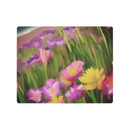 ワイルドフラワーアットデュスクウォーターカラーフローラアート メタルプリント