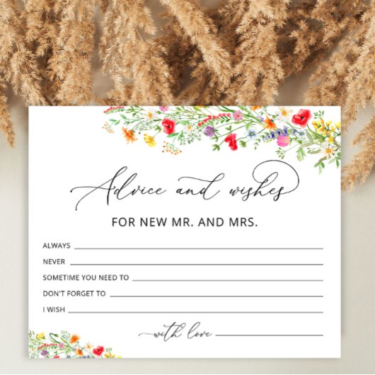 ワイルドフラワーアドバイスとウィッシュブライダルシャワーカード